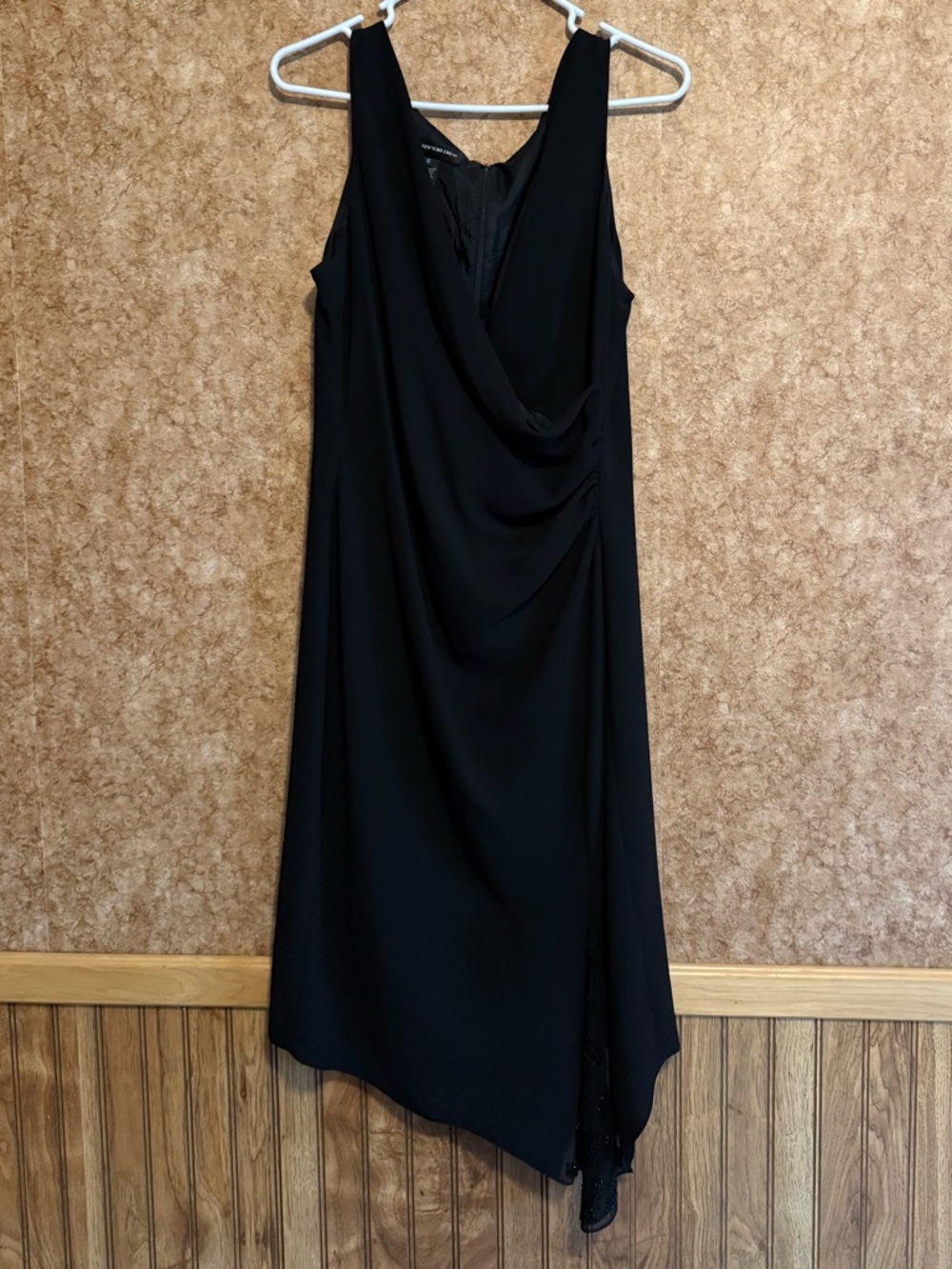 Jones New York Black Asymmetrical Draped Dress